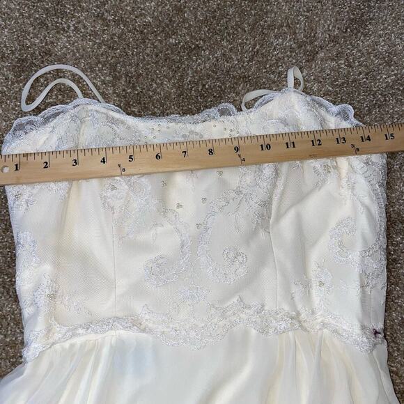 House of Bianchi wedding dress beaded sleeveless spaghetti strap IVORY SZ 10 - Picture 11 of 12